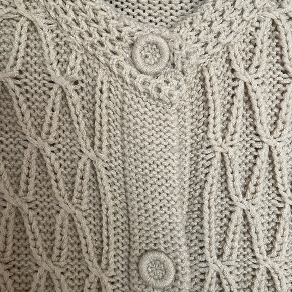 Vintage Virgin Acrylic Cream Knit Cardigan - Picture 3 of 8